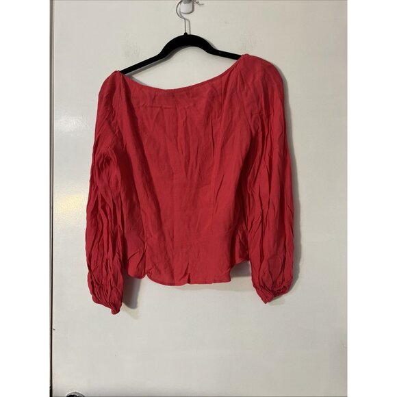 Abercrombie And Fitch Women's Shirt top blouse Small Red Long Sleeve Ruffle - Picture 3 of 7